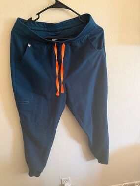 Figs Navy Joggers with Bright Orange Drawstring